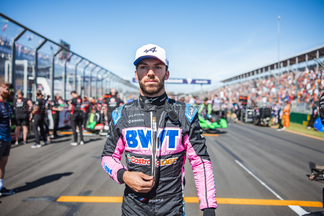 GP AUSTRALIA, Pierre Gasly (FRA) Alpine F1 Team on the grid.

24.03.2024. Formula 1 World Championship, Rd 3, Australian Grand Prix, Albert Park, Melbourne, Australia, Gara Day.

- www.xpbimages.com, EMail: requests@xpbimages.com © Copyright: Bearne / XPB Images