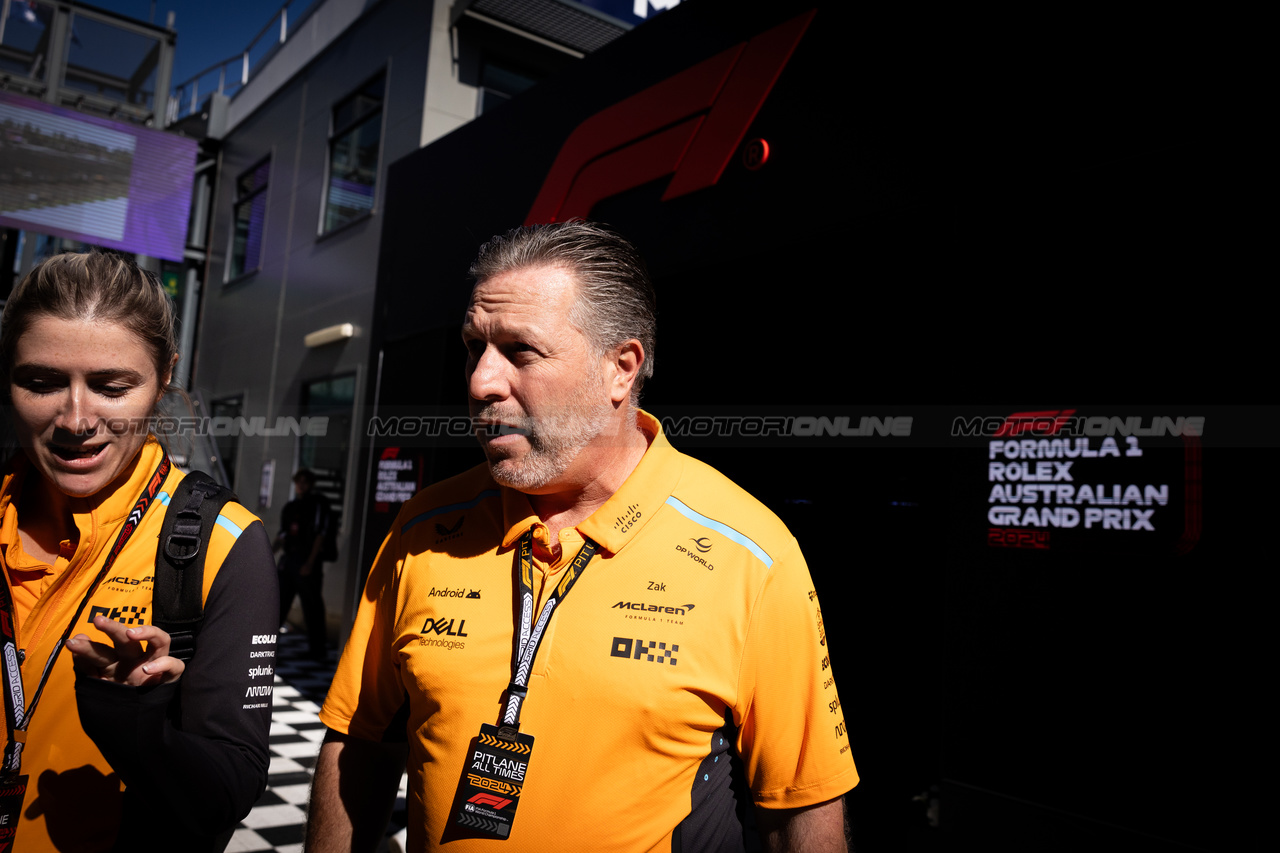 GP AUSTRALIA, Zak Brown (USA) McLaren Executive Director.

21.03.2024. Formula 1 World Championship, Rd 3, Australian Grand Prix, Albert Park, Melbourne, Australia, Preparation Day.

- www.xpbimages.com, EMail: requests@xpbimages.com © Copyright: Bearne / XPB Images