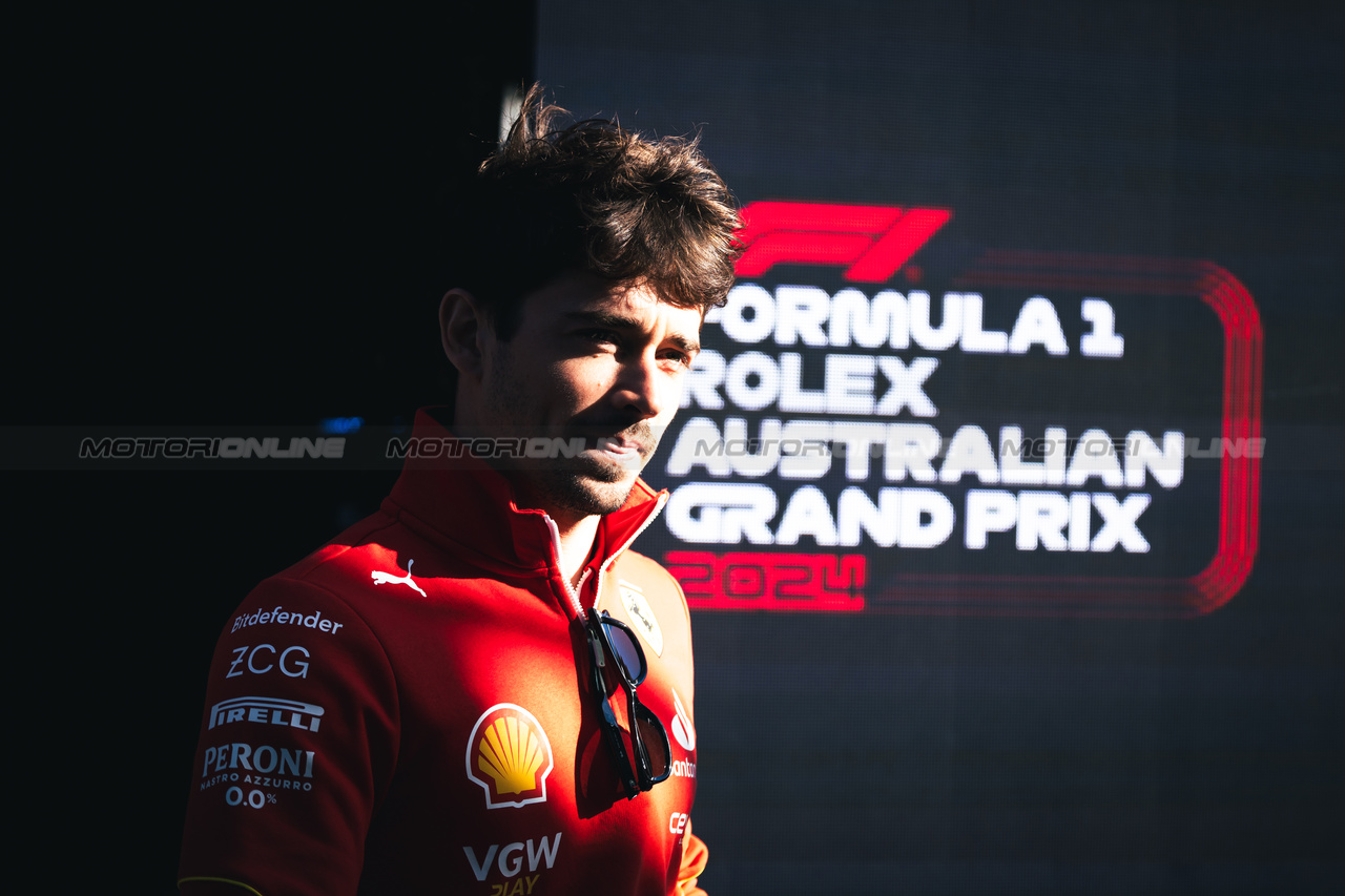 GP AUSTRALIA, Charles Leclerc (MON) Ferrari.

21.03.2024. Formula 1 World Championship, Rd 3, Australian Grand Prix, Albert Park, Melbourne, Australia, Preparation Day.

- www.xpbimages.com, EMail: requests@xpbimages.com © Copyright: Bearne / XPB Images