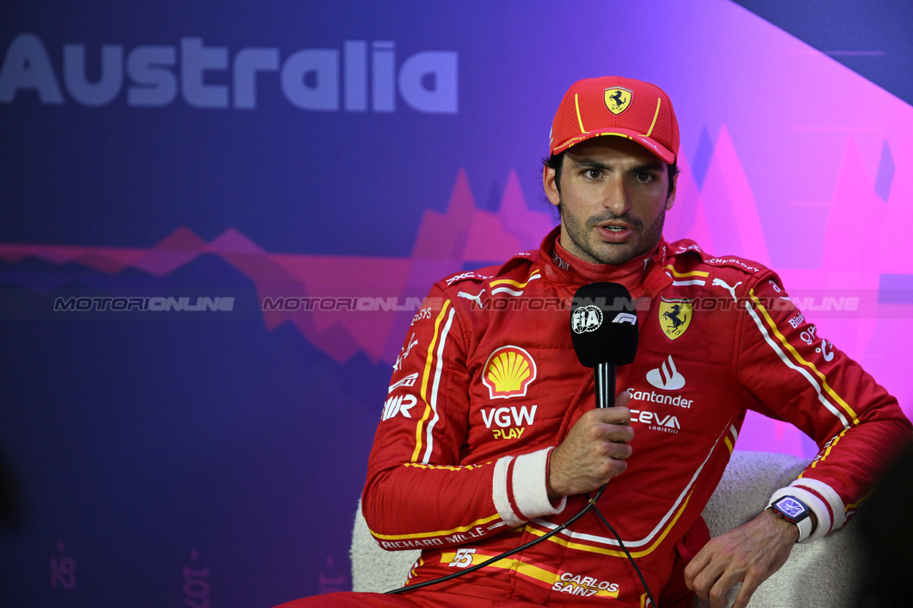 GP AUSTRALIA, Carlos Sainz Jr (ESP) Ferrari in the post qualifying FIA Press Conference.

23.03.2024. Formula 1 World Championship, Rd 3, Australian Grand Prix, Albert Park, Melbourne, Australia, Qualifiche Day.

- www.xpbimages.com, EMail: requests@xpbimages.com © Copyright: XPB Images