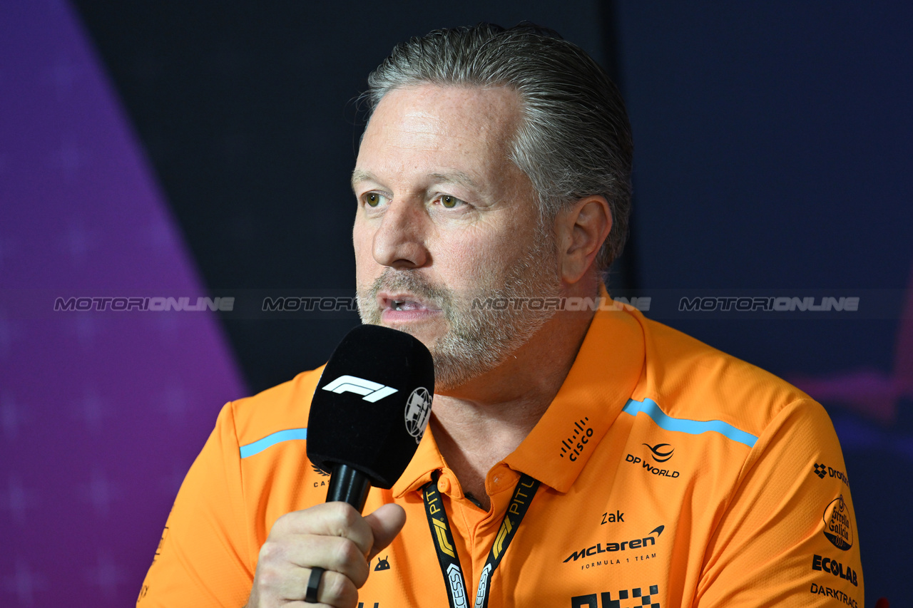 GP AUSTRALIA, Zak Brown (USA) McLaren Executive Director in the FIA Press Conference.

22.03.2024. Formula 1 World Championship, Rd 3, Australian Grand Prix, Albert Park, Melbourne, Australia, Practice Day.

- www.xpbimages.com, EMail: requests@xpbimages.com © Copyright: XPB Images