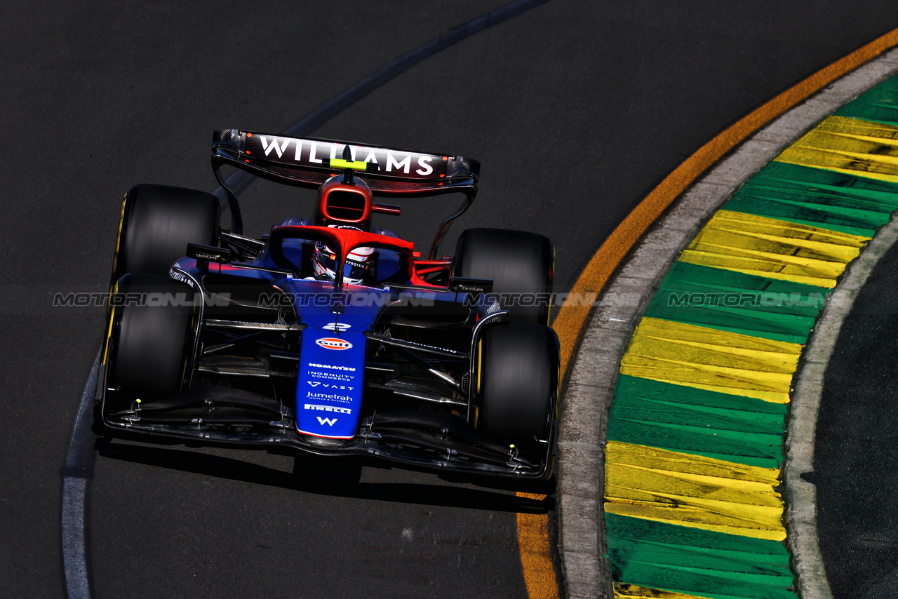 GP AUSTRALIA, Logan Sargeant (USA) Williams Racing FW46.

22.03.2024. Formula 1 World Championship, Rd 3, Australian Grand Prix, Albert Park, Melbourne, Australia, Practice Day.

 - www.xpbimages.com, EMail: requests@xpbimages.com © Copyright: Coates / XPB Images