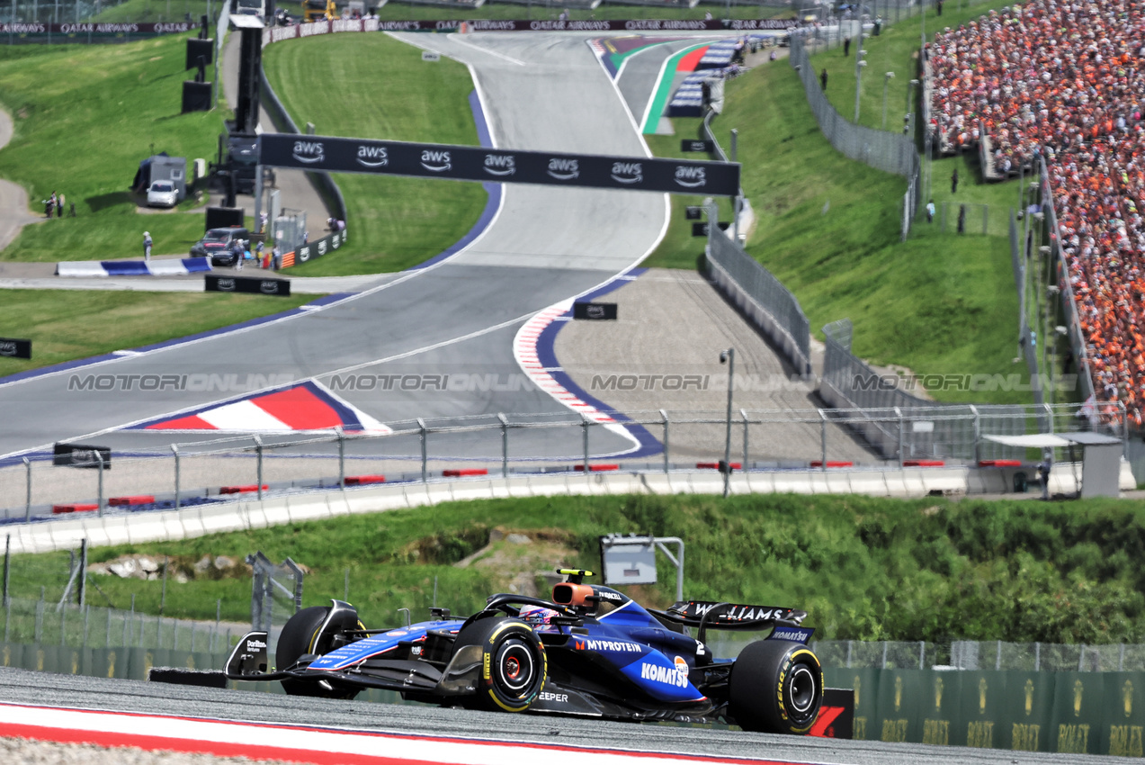 GP AUSTRIA, Logan Sargeant (USA) Williams Racing FW46.

30.06.2024. Formula 1 World Championship, Rd 11, Austrian Grand Prix, Spielberg, Austria, Gara Day.

- www.xpbimages.com, EMail: requests@xpbimages.com © Copyright: Bearne / XPB Images