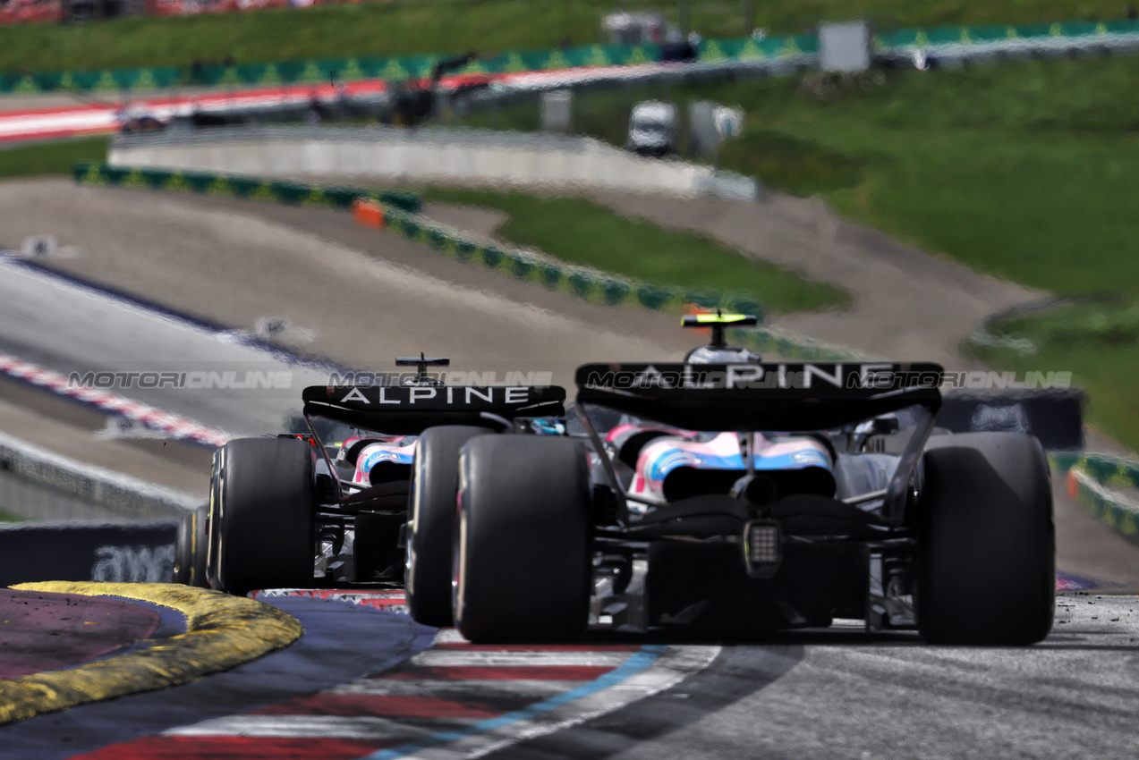 GP AUSTRIA, Esteban Ocon (FRA) Alpine F1 Team A524 e Pierre Gasly (FRA) Alpine F1 Team A524.

30.06.2024. Formula 1 World Championship, Rd 11, Austrian Grand Prix, Spielberg, Austria, Gara Day.

- www.xpbimages.com, EMail: requests@xpbimages.com © Copyright: Charniaux / XPB Images