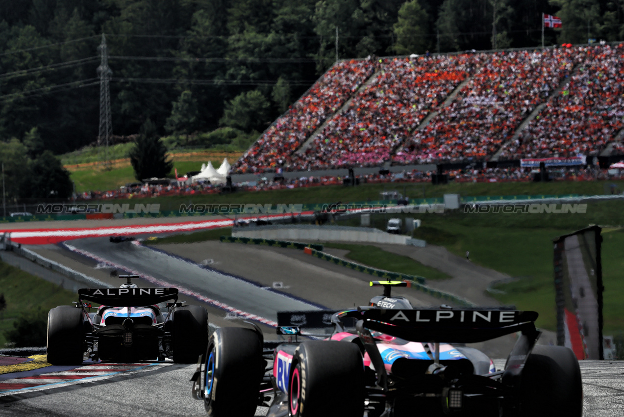 GP AUSTRIA, Esteban Ocon (FRA) Alpine F1 Team A524 e Pierre Gasly (FRA) Alpine F1 Team A524.

30.06.2024. Formula 1 World Championship, Rd 11, Austrian Grand Prix, Spielberg, Austria, Gara Day.

- www.xpbimages.com, EMail: requests@xpbimages.com © Copyright: Charniaux / XPB Images