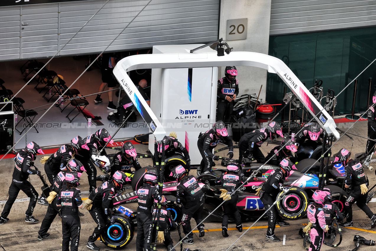 GP AUSTRIA, Esteban Ocon (FRA) Alpine F1 Team A524 makes a pit stop.

30.06.2024. Formula 1 World Championship, Rd 11, Austrian Grand Prix, Spielberg, Austria, Gara Day.

- www.xpbimages.com, EMail: requests@xpbimages.com © Copyright: Batchelor / XPB Images