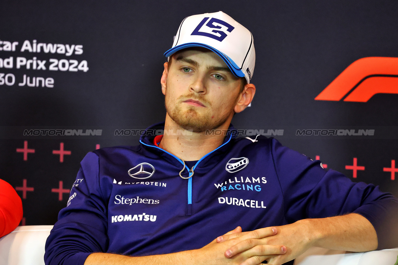 GP AUSTRIA, Logan Sargeant (USA) Williams Racing in the FIA Press Conference.

27.06.2024. Formula 1 World Championship, Rd 11, Austrian Grand Prix, Spielberg, Austria, Preparation Day.

- www.xpbimages.com, EMail: requests@xpbimages.com © Copyright: Batchelor / XPB Images