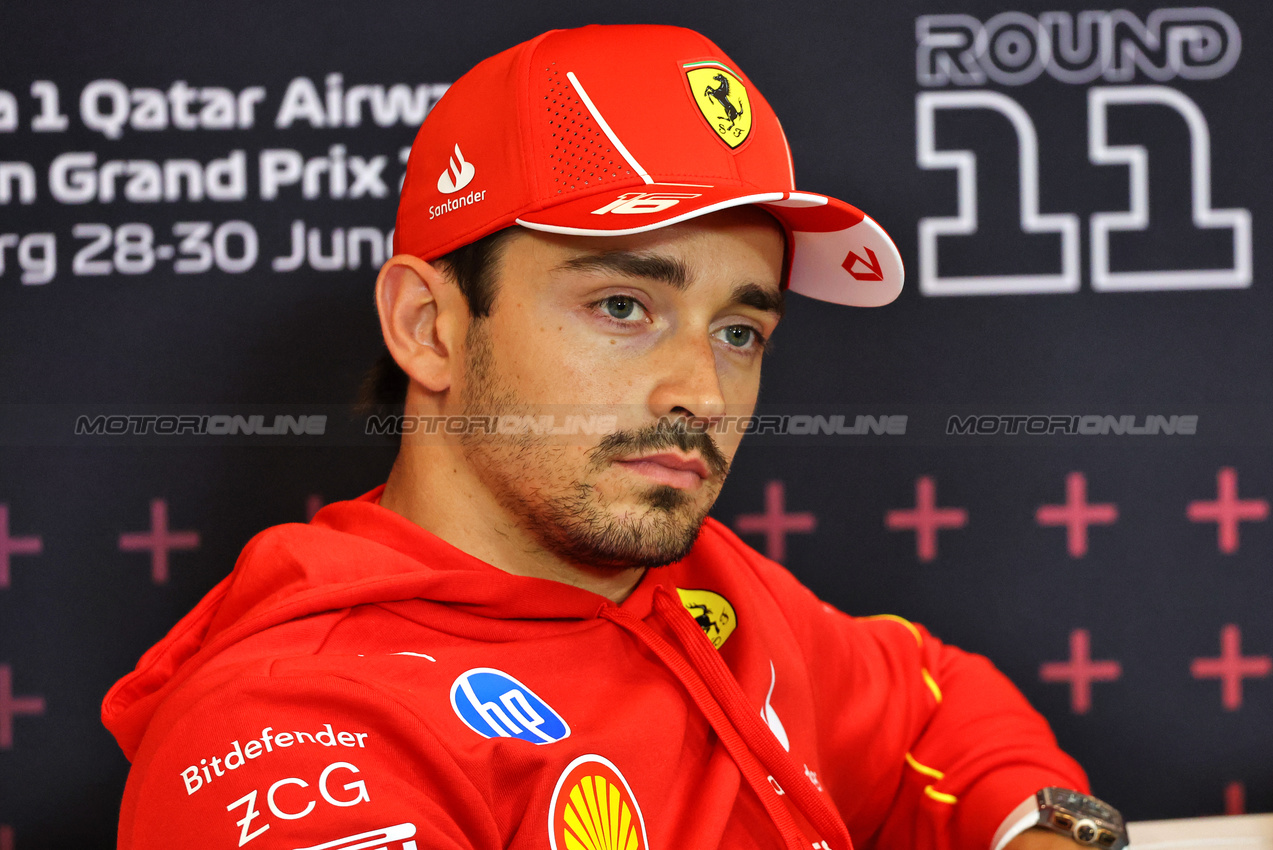 GP AUSTRIA, Charles Leclerc (MON) Ferrari in the FIA Press Conference.

27.06.2024. Formula 1 World Championship, Rd 11, Austrian Grand Prix, Spielberg, Austria, Preparation Day.

- www.xpbimages.com, EMail: requests@xpbimages.com © Copyright: Batchelor / XPB Images