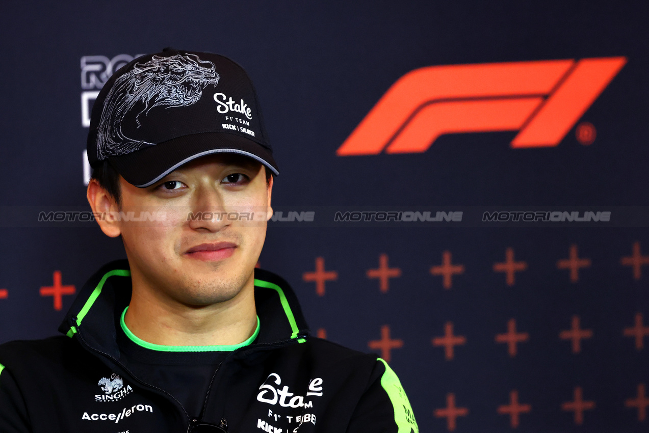 GP AUSTRIA, Zhou Guanyu (CHN) Sauber in the FIA Press Conference.

27.06.2024. Formula 1 World Championship, Rd 11, Austrian Grand Prix, Spielberg, Austria, Preparation Day.

- www.xpbimages.com, EMail: requests@xpbimages.com © Copyright: Batchelor / XPB Images