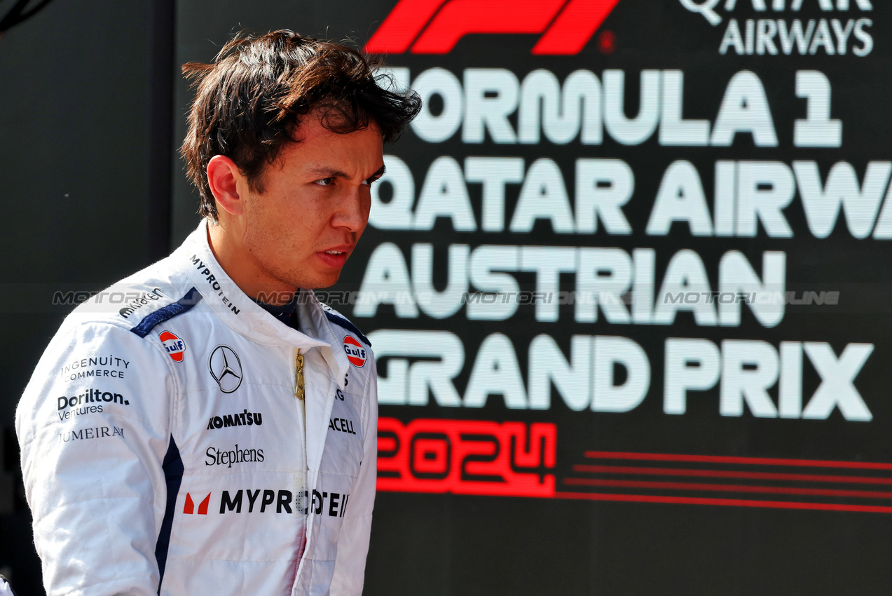 GP AUSTRIA, Alexander Albon (THA) Williams Racing.

29.06.2024. Formula 1 World Championship, Rd 11, Austrian Grand Prix, Spielberg, Austria, Sprint e Qualifiche Day.

- www.xpbimages.com, EMail: requests@xpbimages.com © Copyright: Batchelor / XPB Images