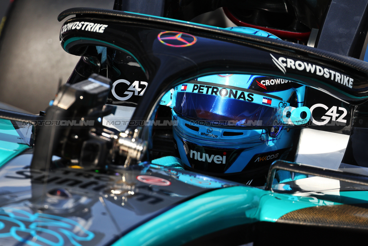 GP AUSTRIA, George Russell (GBR) Mercedes AMG F1 W15 in qualifying parc ferme.

29.06.2024. Formula 1 World Championship, Rd 11, Austrian Grand Prix, Spielberg, Austria, Sprint e Qualifiche Day.

- www.xpbimages.com, EMail: requests@xpbimages.com © Copyright: Batchelor / XPB Images