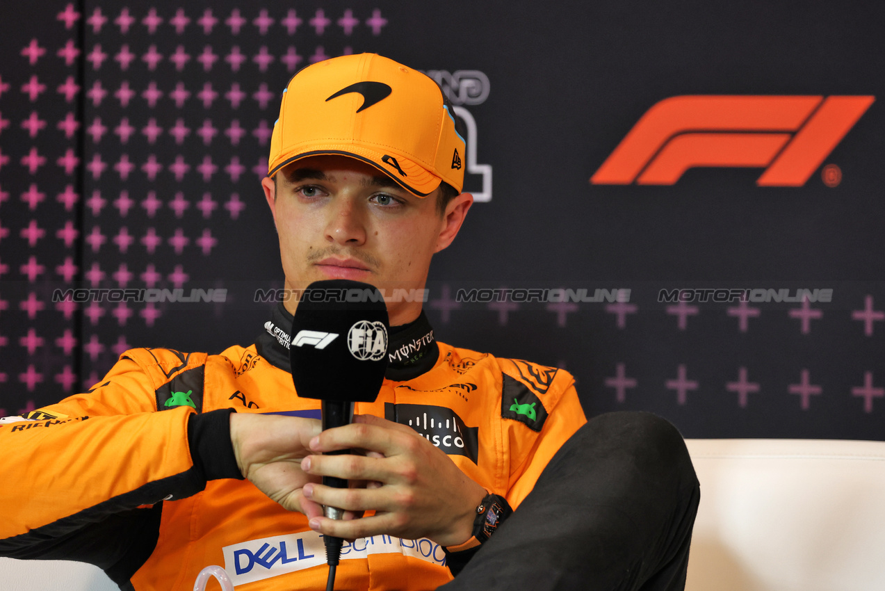 GP AUSTRIA, Lando Norris (GBR) McLaren, in the post qualifying FIA Press Conference.

29.06.2024. Formula 1 World Championship, Rd 11, Austrian Grand Prix, Spielberg, Austria, Sprint e Qualifiche Day.

- www.xpbimages.com, EMail: requests@xpbimages.com © Copyright: Bearne / XPB Images