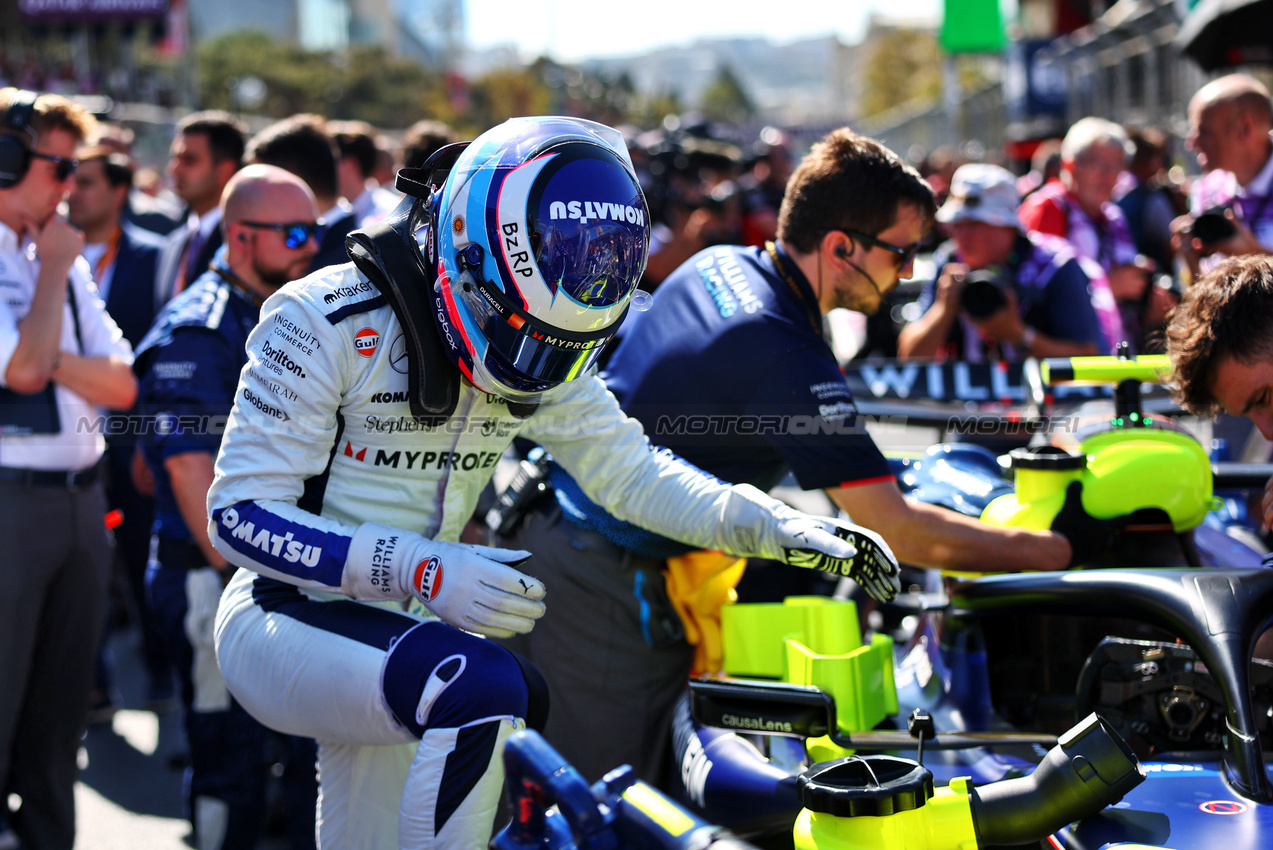 GP AZERBAIJAN, Franco Colapinto (ARG) Williams Racing FW46 on the grid.

15.09.2024. Formula 1 World Championship, Rd 17, Azerbaijan Grand Prix, Baku Street Circuit, Azerbaijan, Gara Day.

- www.xpbimages.com, EMail: requests@xpbimages.com © Copyright: Charniaux / XPB Images