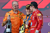 GP AZERBAIJAN, Gara winner Oscar Piastri (AUS) McLaren celebrates on the podium with Tom Stallard (GBR) McLaren Gara Engineer e third placed Charles Leclerc (MON) Ferrari.

15.09.2024. Formula 1 World Championship, Rd 17, Azerbaijan Grand Prix, Baku Street Circuit, Azerbaijan, Gara Day.

- www.xpbimages.com, EMail: requests@xpbimages.com © Copyright: Batchelor / XPB Images