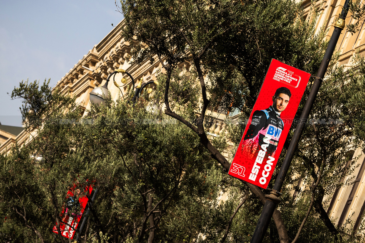 GP AZERBAIJAN, Circuit Atmosfera - Esteban Ocon (FRA) Alpine F1 Team official banner.

12.09.2024. Formula 1 World Championship, Rd 17, Azerbaijan Grand Prix, Baku Street Circuit, Azerbaijan, Preparation Day.

- www.xpbimages.com, EMail: requests@xpbimages.com © Copyright: Bearne / XPB Images