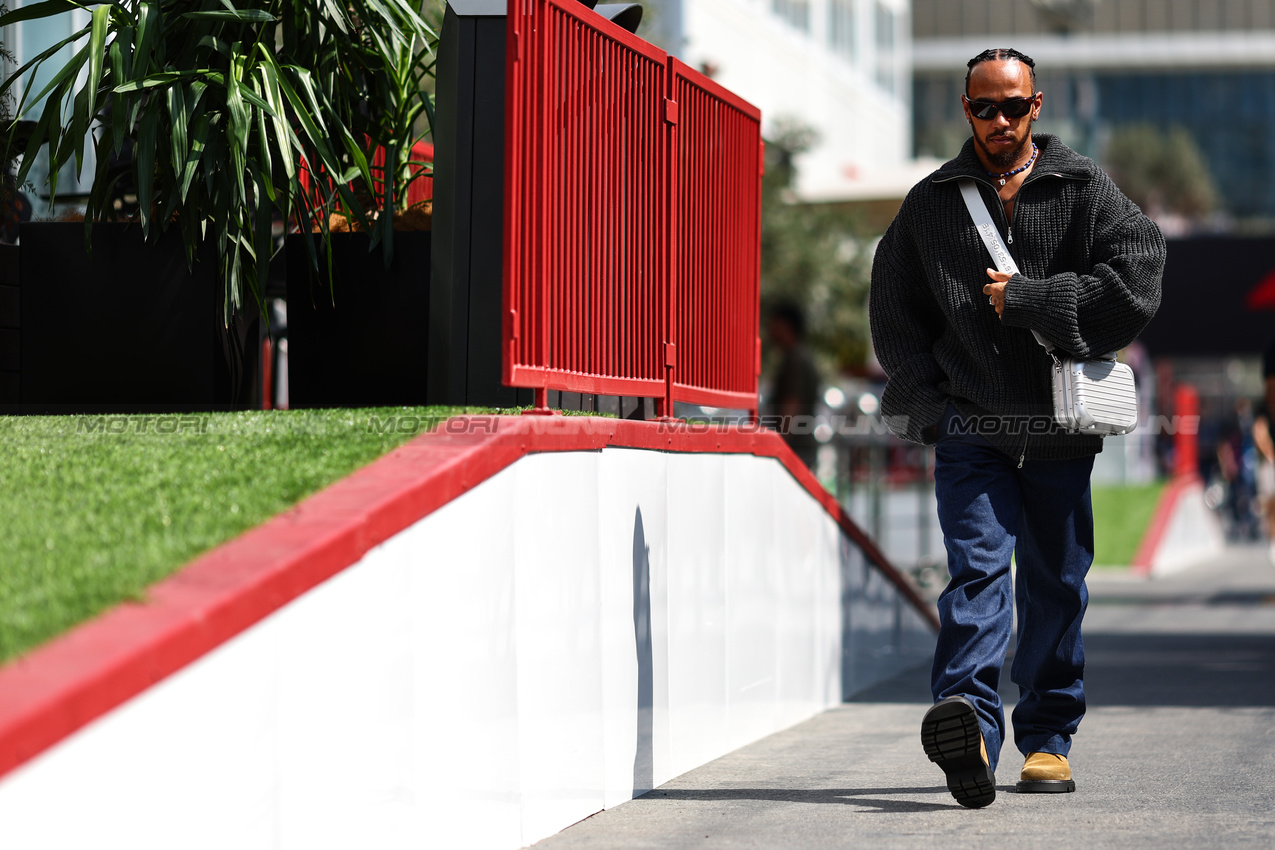 GP AZERBAIJAN, Lewis Hamilton (GBR), Mercedes AMG F1  
12.09.2024. Formula 1 World Championship, Rd 17, Azerbaijan Grand Prix, Baku Street Circuit, Azerbaijan, Preparation Day.
- www.xpbimages.com, EMail: requests@xpbimages.com © Copyright: Charniaux / XPB Images