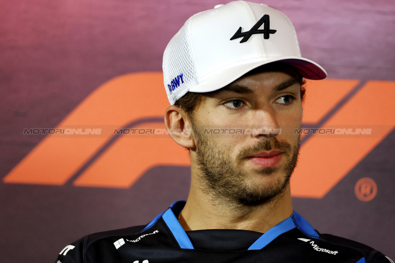 GP AZERBAIJAN, Pierre Gasly (FRA) Alpine F1 Team in the FIA Press Conference.

12.09.2024. Formula 1 World Championship, Rd 17, Azerbaijan Grand Prix, Baku Street Circuit, Azerbaijan, Preparation Day.

- www.xpbimages.com, EMail: requests@xpbimages.com © Copyright: Bearne / XPB Images