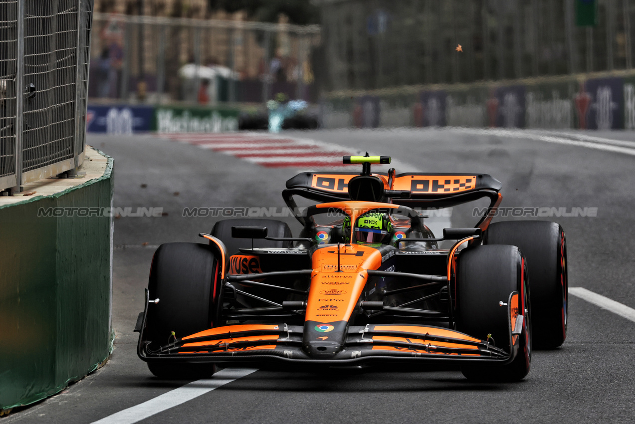 GP AZERBAIJAN, Lando Norris (GBR) McLaren MCL38.

14.09.2024. Formula 1 World Championship, Rd 17, Azerbaijan Grand Prix, Baku Street Circuit, Azerbaijan, Qualifiche Day.

 - www.xpbimages.com, EMail: requests@xpbimages.com © Copyright: Coates / XPB Images