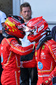 GP AZERBAIJAN, (L to R): Third placed Carlos Sainz Jr (ESP) Ferrari congratulates team mate e pole sitter Charles Leclerc (MON) Ferrari in qualifying parc ferme.

14.09.2024. Formula 1 World Championship, Rd 17, Azerbaijan Grand Prix, Baku Street Circuit, Azerbaijan, Qualifiche Day.

- www.xpbimages.com, EMail: requests@xpbimages.com © Copyright: Batchelor / XPB Images