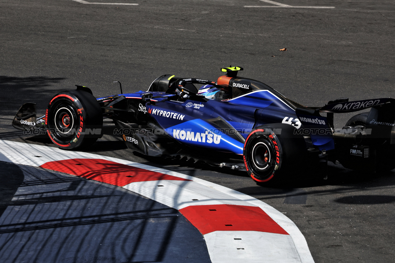 GP AZERBAIJAN, Franco Colapinto (ARG) Williams Racing FW46.

13.09.2024. Formula 1 World Championship, Rd 17, Azerbaijan Grand Prix, Baku Street Circuit, Azerbaijan, Practice Day.

- www.xpbimages.com, EMail: requests@xpbimages.com © Copyright: Bearne / XPB Images