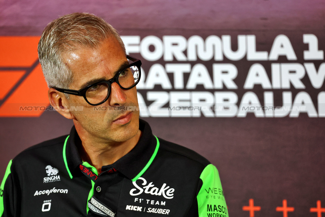 GP AZERBAIJAN, Alessandro Alunni Bravi (ITA) Sauber Managing Director e Team Representative in the FIA Press Conference.

13.09.2024. Formula 1 World Championship, Rd 17, Azerbaijan Grand Prix, Baku Street Circuit, Azerbaijan, Practice Day.

- www.xpbimages.com, EMail: requests@xpbimages.com © Copyright: Batchelor / XPB Images