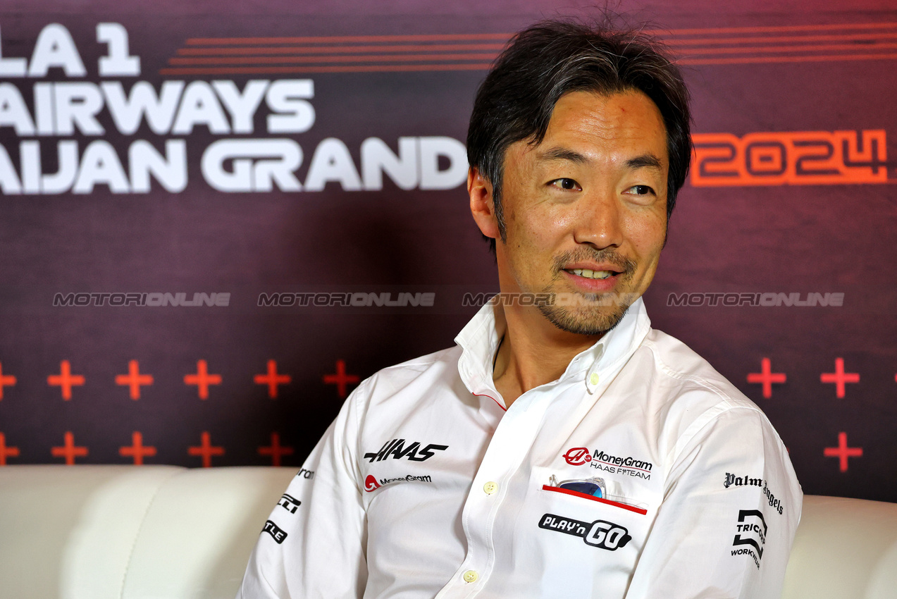 GP AZERBAIJAN, Ayao Komatsu (JPN) Haas F1 Team Principal in the FIA Press Conference.

13.09.2024. Formula 1 World Championship, Rd 17, Azerbaijan Grand Prix, Baku Street Circuit, Azerbaijan, Practice Day.

- www.xpbimages.com, EMail: requests@xpbimages.com © Copyright: Batchelor / XPB Images