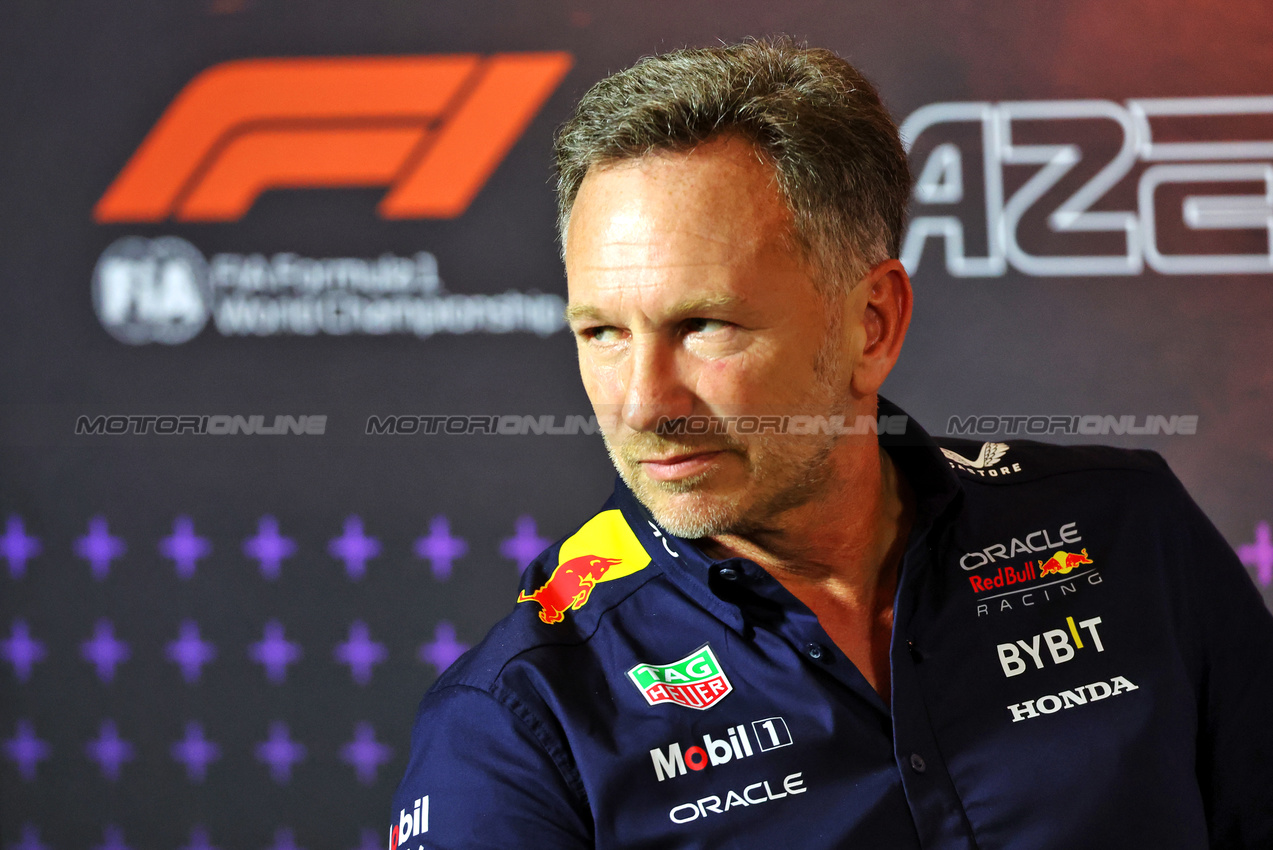 GP AZERBAIJAN, Christian Horner (GBR) Red Bull Racing Team Principal in the FIA Press Conference.

13.09.2024. Formula 1 World Championship, Rd 17, Azerbaijan Grand Prix, Baku Street Circuit, Azerbaijan, Practice Day.

- www.xpbimages.com, EMail: requests@xpbimages.com © Copyright: Batchelor / XPB Images