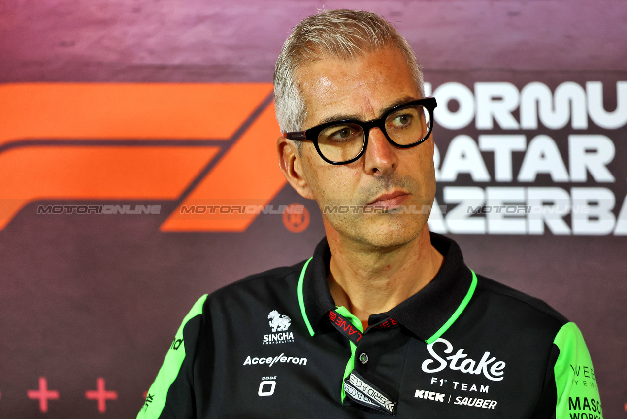 GP AZERBAIJAN, Alessandro Alunni Bravi (ITA) Sauber Managing Director e Team Representative in the FIA Press Conference.

13.09.2024. Formula 1 World Championship, Rd 17, Azerbaijan Grand Prix, Baku Street Circuit, Azerbaijan, Practice Day.

- www.xpbimages.com, EMail: requests@xpbimages.com © Copyright: Batchelor / XPB Images