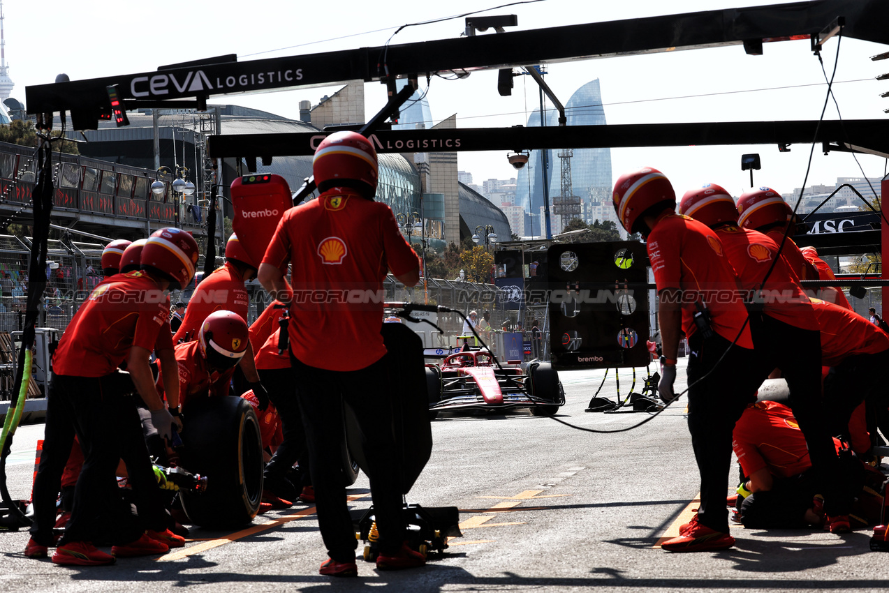 GP AZERBAIJAN, Carlos Sainz Jr (ESP) Ferrari SF-24 in the pits.

13.09.2024. Formula 1 World Championship, Rd 17, Azerbaijan Grand Prix, Baku Street Circuit, Azerbaijan, Practice Day.

 - www.xpbimages.com, EMail: requests@xpbimages.com © Copyright: Coates / XPB Images