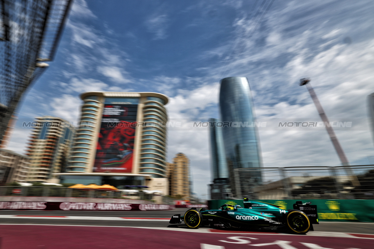 GP AZERBAIJAN, Fernando Alonso (ESP) Aston Martin F1 Team AMR24.

13.09.2024. Formula 1 World Championship, Rd 17, Azerbaijan Grand Prix, Baku Street Circuit, Azerbaijan, Practice Day.

 - www.xpbimages.com, EMail: requests@xpbimages.com © Copyright: Coates / XPB Images