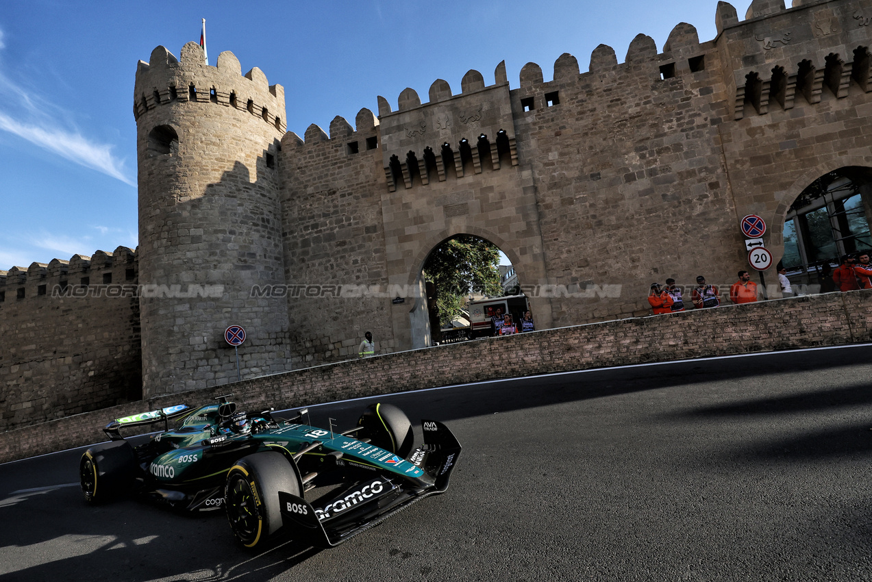 GP AZERBAIJAN, Lance Stroll (CDN) Aston Martin F1 Team AMR24.

13.09.2024. Formula 1 World Championship, Rd 17, Azerbaijan Grand Prix, Baku Street Circuit, Azerbaijan, Practice Day.

- www.xpbimages.com, EMail: requests@xpbimages.com © Copyright: Bearne / XPB Images