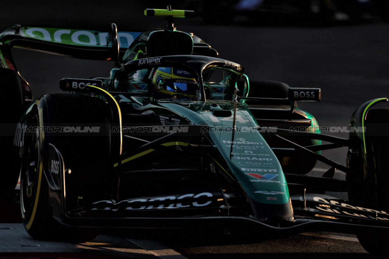 GP AZERBAIJAN, Fernando Alonso (ESP) Aston Martin F1 Team AMR24.

13.09.2024. Formula 1 World Championship, Rd 17, Azerbaijan Grand Prix, Baku Street Circuit, Azerbaijan, Practice Day.

 - www.xpbimages.com, EMail: requests@xpbimages.com © Copyright: Coates / XPB Images