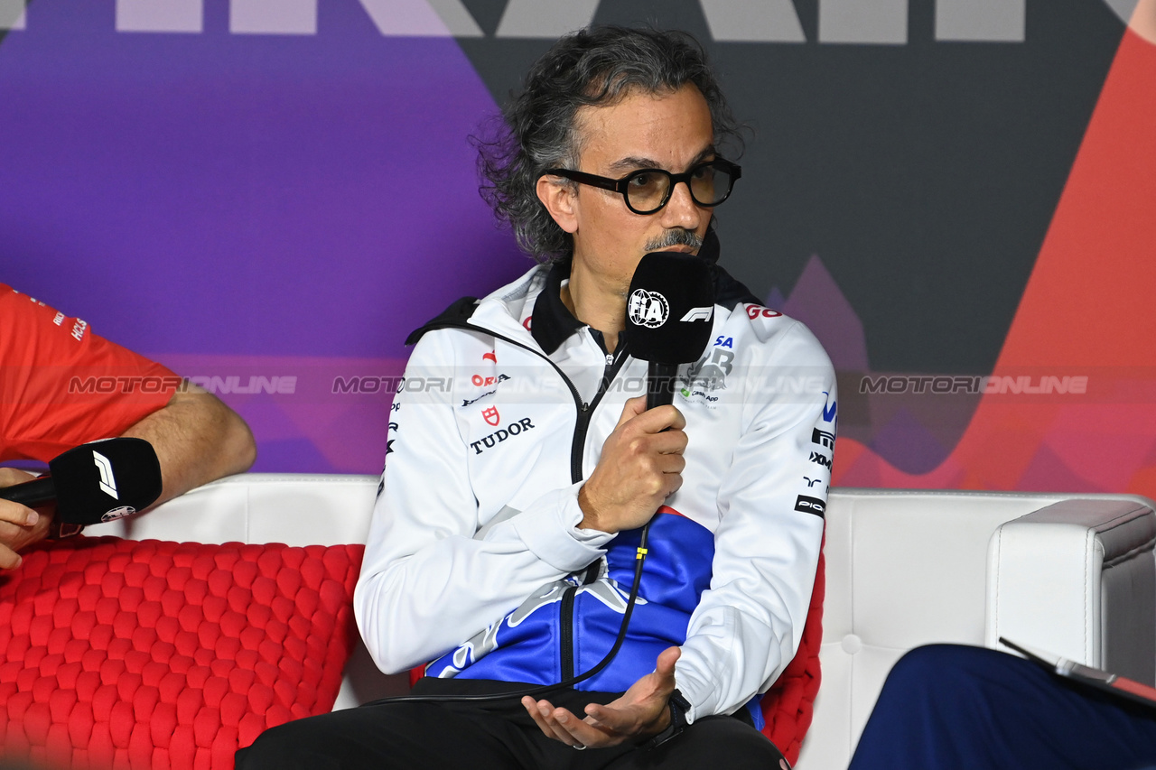 GP BAHRAIN, Laurent Mekies (FRA) RB Technical Director in the FIA Press Conference.

29.02.2024. Formula 1 World Championship, Rd 1, Bahrain Grand Prix, Sakhir, Bahrain, Practice Day

- www.xpbimages.com, EMail: requests@xpbimages.com © Copyright: XPB Images