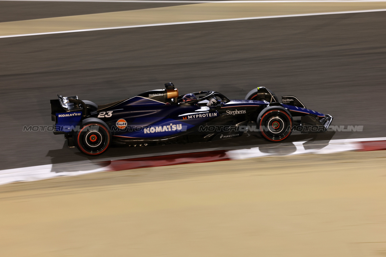 GP BAHRAIN, Alexander Albon (THA) Williams Racing FW46.

29.02.2024. Formula 1 World Championship, Rd 1, Bahrain Grand Prix, Sakhir, Bahrain, Practice Day

 - www.xpbimages.com, EMail: requests@xpbimages.com © Copyright: Staley / XPB Images