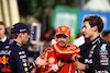 GP BAHRAIN, (L to R): pole sitter Max Verstappen (NLD) Red Bull Racing with Charles Leclerc (MON) Ferrari e George Russell (GBR) Mercedes AMG F1 in qualifying parc ferme.
01.03.2024. Formula 1 World Championship, Rd 1, Bahrain Grand Prix, Sakhir, Bahrain, Qualifiche Day.
- www.xpbimages.com, EMail: requests@xpbimages.com © Copyright: Charniaux / XPB Images
