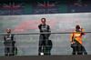 GP BELGIO, The podium (L to R): Lewis Hamilton (GBR) Mercedes AMG F1, second; George Russell (GBR) Mercedes AMG F1, vincitore; Oscar Piastri (AUS) McLaren, third.

28.07.2024. Formula 1 World Championship, Rd 14, Belgian Grand Prix, Spa Francorchamps, Belgium, Gara Day.

- www.xpbimages.com, EMail: requests@xpbimages.com © Copyright: Charniaux / XPB Images