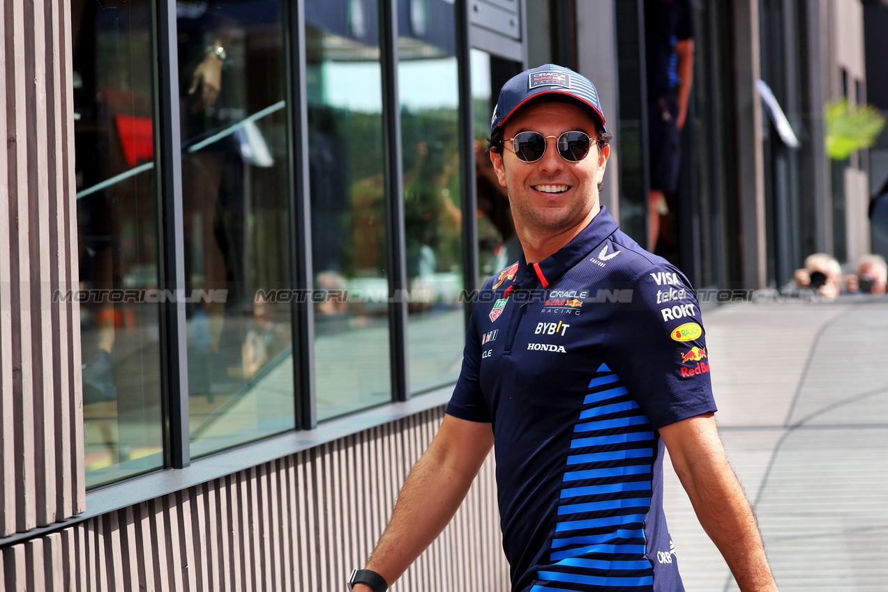 GP BELGIO, Sergio Perez (MEX) Red Bull Racing.

25.07.2024. Formula 1 World Championship, Rd 14, Belgian Grand Prix, Spa Francorchamps, Belgium, Preparation Day.

- www.xpbimages.com, EMail: requests@xpbimages.com © Copyright: Rew / XPB Images