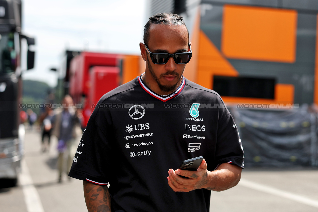 GP BELGIO, Lewis Hamilton (GBR) Mercedes AMG F1.

25.07.2024. Formula 1 World Championship, Rd 14, Belgian Grand Prix, Spa Francorchamps, Belgium, Preparation Day.

- www.xpbimages.com, EMail: requests@xpbimages.com © Copyright: Bearne / XPB Images