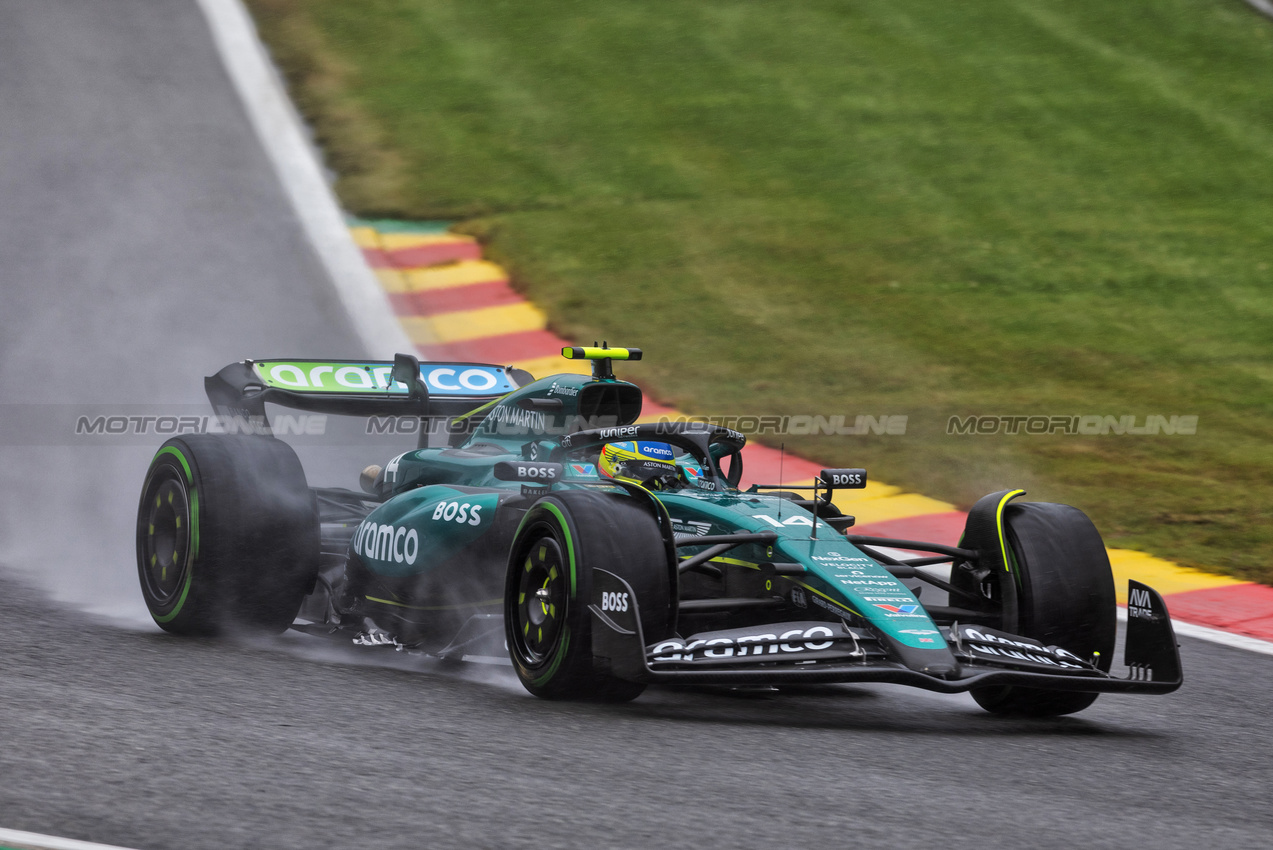 GP BELGIO, Fernando Alonso (ESP) Aston Martin F1 Team AMR24.

27.07.2024. Formula 1 World Championship, Rd 14, Belgian Grand Prix, Spa Francorchamps, Belgium, Qualifiche Day.

- www.xpbimages.com, EMail: requests@xpbimages.com © Copyright: Rew / XPB Images