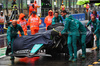 GP BELGIO, The damaged Aston Martin F1 Team AMR24 of Lance Stroll (CDN) is recovered back to the pits after he crashed in the third practice session.

27.07.2024. Formula 1 World Championship, Rd 14, Belgian Grand Prix, Spa Francorchamps, Belgium, Qualifiche Day.

 - www.xpbimages.com, EMail: requests@xpbimages.com © Copyright: Coates / XPB Images