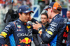 GP BELGIO, (L to R): Sergio Perez (MEX) Red Bull Racing with team mate Max Verstappen (NLD) Red Bull Racing in qualifying parc ferme.

27.07.2024. Formula 1 World Championship, Rd 14, Belgian Grand Prix, Spa Francorchamps, Belgium, Qualifiche Day.

- www.xpbimages.com, EMail: requests@xpbimages.com © Copyright: Moy / XPB Images