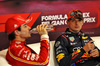 GP BELGIO, Max Verstappen (NLD) Red Bull Racing e Charles Leclerc (MON) Ferrari in the post qualifying FIA Press Conference.

27.07.2024. Formula 1 World Championship, Rd 14, Belgian Grand Prix, Spa Francorchamps, Belgium, Qualifiche Day.

- www.xpbimages.com, EMail: requests@xpbimages.com © Copyright: Rew / XPB Images