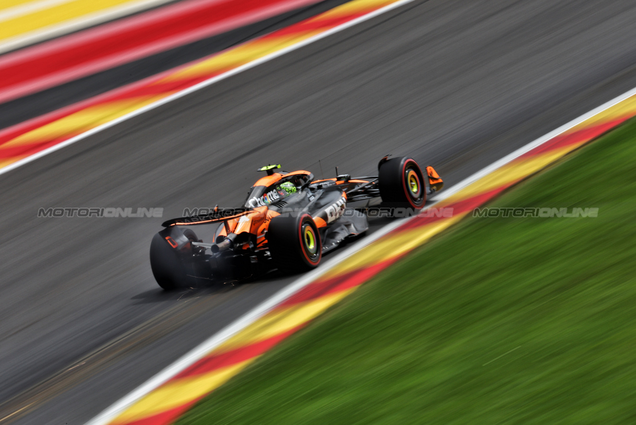 GP BELGIO, Lando Norris (GBR) McLaren MCL38.

26.07.2024. Formula 1 World Championship, Rd 14, Belgian Grand Prix, Spa Francorchamps, Belgium, Practice Day.

- www.xpbimages.com, EMail: requests@xpbimages.com © Copyright: Moy / XPB Images