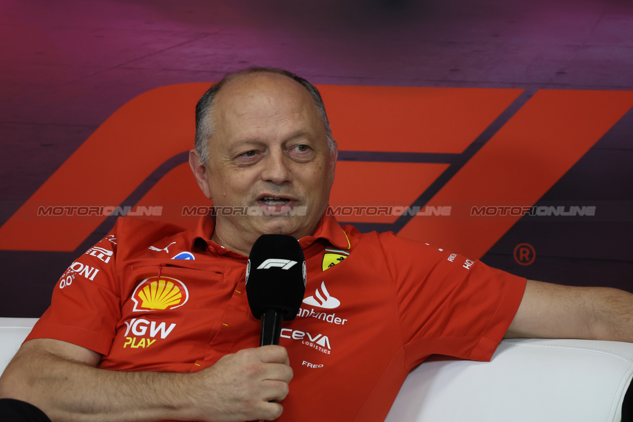 GP BELGIO, Frederic Vasseur (FRA) Ferrari Team Principal in the FIA Press Conference.

26.07.2024. Formula 1 World Championship, Rd 14, Belgian Grand Prix, Spa Francorchamps, Belgium, Practice Day.

- www.xpbimages.com, EMail: requests@xpbimages.com © Copyright: Bearne / XPB Images