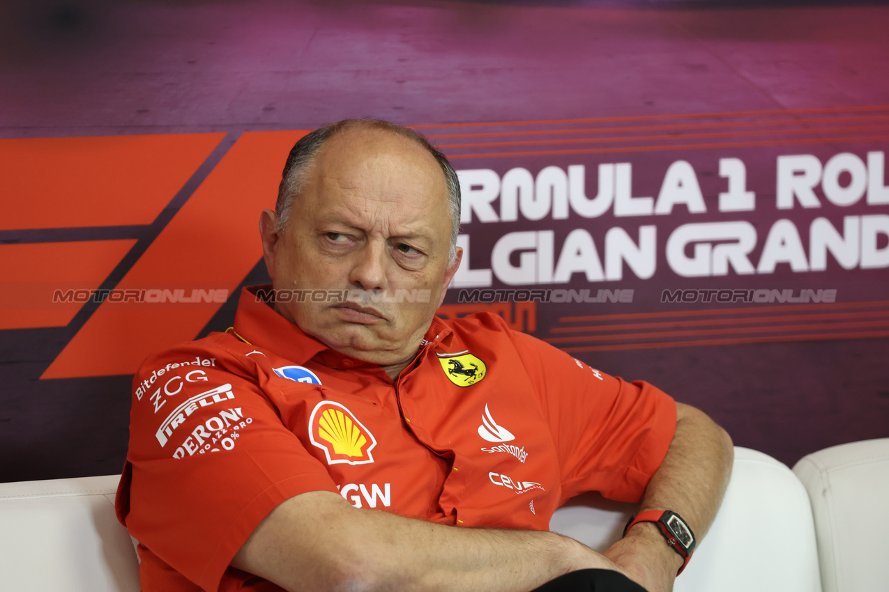 GP BELGIO, Frederic Vasseur (FRA) Ferrari Team Principal in the FIA Press Conference.

26.07.2024. Formula 1 World Championship, Rd 14, Belgian Grand Prix, Spa Francorchamps, Belgium, Practice Day.

- www.xpbimages.com, EMail: requests@xpbimages.com © Copyright: Bearne / XPB Images