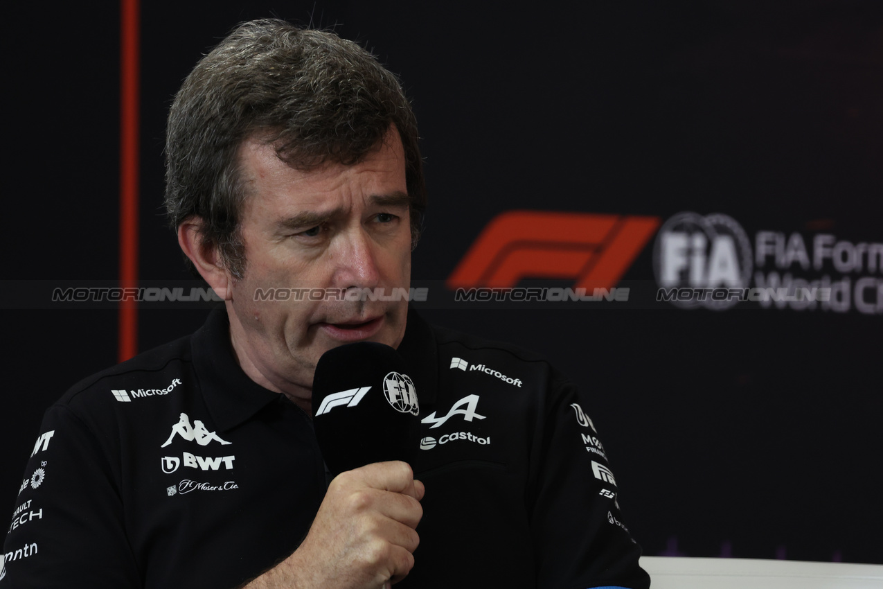 GP BELGIO, Bruno Famin (FRA) Alpine Motorsports Vice President e Alpine F1 Team Team Principal in the FIA Press Conference.

26.07.2024. Formula 1 World Championship, Rd 14, Belgian Grand Prix, Spa Francorchamps, Belgium, Practice Day.

- www.xpbimages.com, EMail: requests@xpbimages.com © Copyright: Bearne / XPB Images