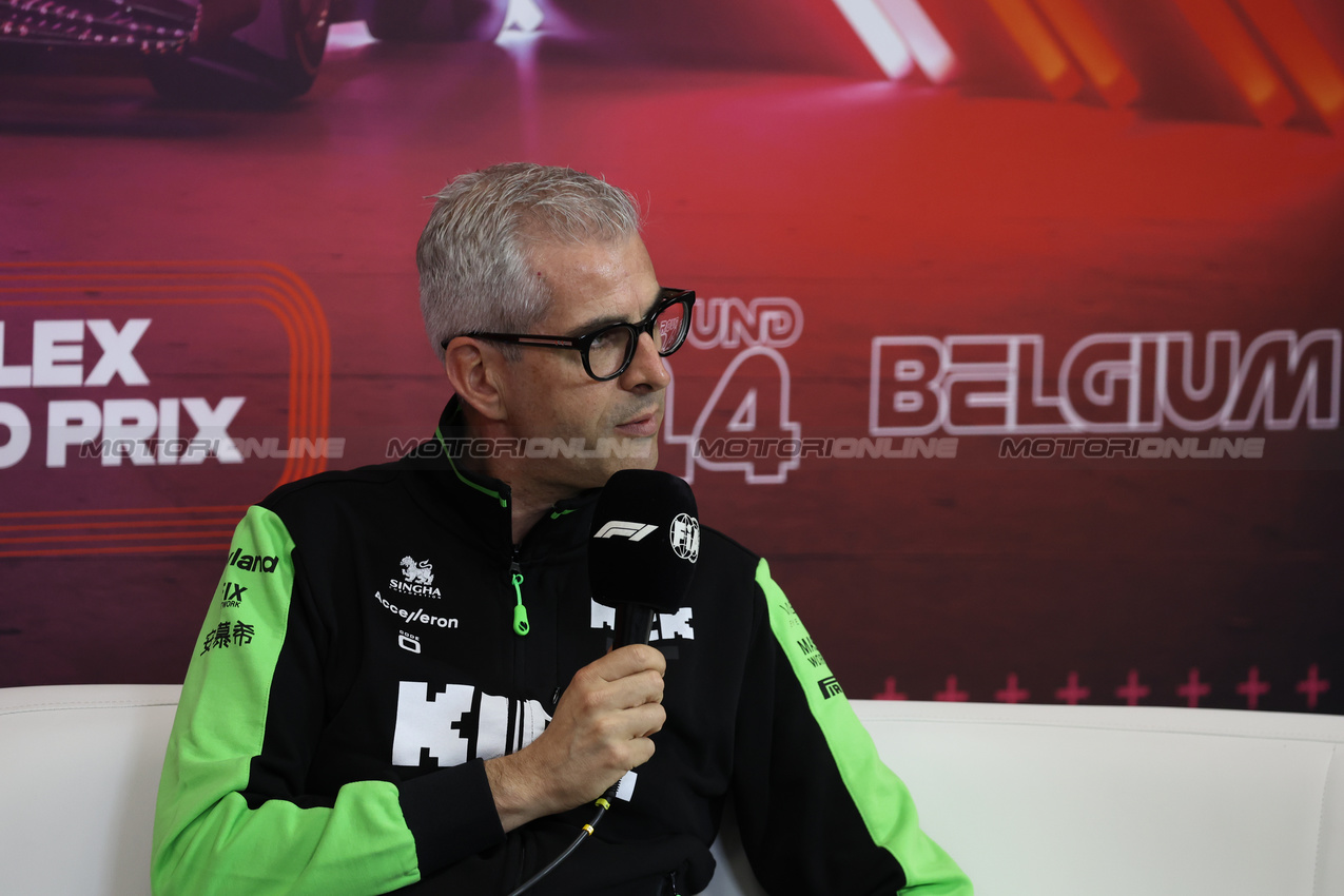 GP BELGIO, Alessandro Alunni Bravi (ITA) Sauber Managing Director e Team Representative in the FIA Press Conference.

26.07.2024. Formula 1 World Championship, Rd 14, Belgian Grand Prix, Spa Francorchamps, Belgium, Practice Day.

- www.xpbimages.com, EMail: requests@xpbimages.com © Copyright: Bearne / XPB Images