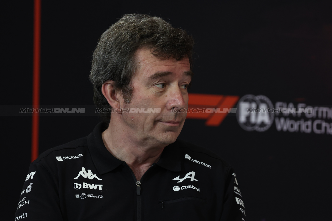 GP BELGIO, Bruno Famin (FRA) Alpine Motorsports Vice President e Alpine F1 Team Team Principal in the FIA Press Conference.

26.07.2024. Formula 1 World Championship, Rd 14, Belgian Grand Prix, Spa Francorchamps, Belgium, Practice Day.

- www.xpbimages.com, EMail: requests@xpbimages.com © Copyright: Bearne / XPB Images