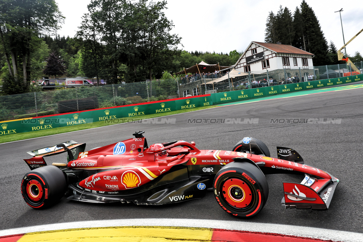 GP BELGIO, Charles Leclerc (MON) Ferrari SF-24.

26.07.2024. Formula 1 World Championship, Rd 14, Belgian Grand Prix, Spa Francorchamps, Belgium, Practice Day.

- www.xpbimages.com, EMail: requests@xpbimages.com © Copyright: Bearne / XPB Images