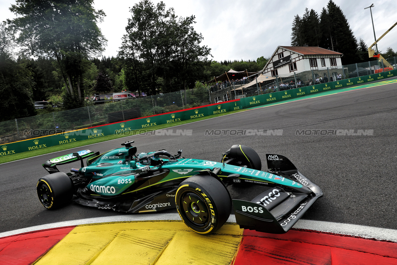 GP BELGIO, Lance Stroll (CDN) Aston Martin F1 Team AMR24.

26.07.2024. Formula 1 World Championship, Rd 14, Belgian Grand Prix, Spa Francorchamps, Belgium, Practice Day.

- www.xpbimages.com, EMail: requests@xpbimages.com © Copyright: Bearne / XPB Images